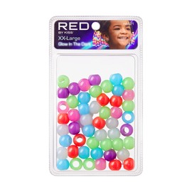 Red by Kiss Glow in The Dark Hair Beads, Colorful Illuminating Beads for Hair Braids, Fun All Ages Hair Accessory for Hair Twists and Cornrows (XXLarge, Color Assorted)
