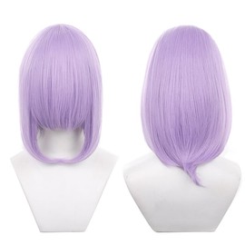 Aadesso Taro purple color with long bangs 40cm/1.31feet Shoulder-length Anime Cosplay Wig Heat resistant Straight Synthetic Hair Wig