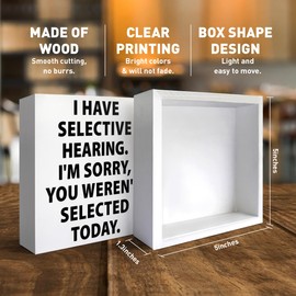 Funny Office Desk Decor Wooden Sign, Funny Office Decoration for Work Women Men, Gifts for Coworker Colleague Boss Leader Manager, I Have Selective Hearing