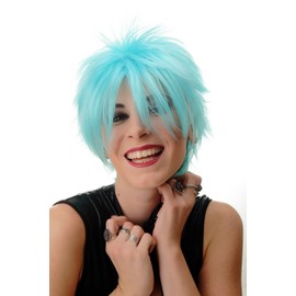 WIG ME UP - BLUE144-HTF2513 Women's Wig Short Hair Wig Short Toupeed Wild Strands 80s Wave Punk Blue Light Blue