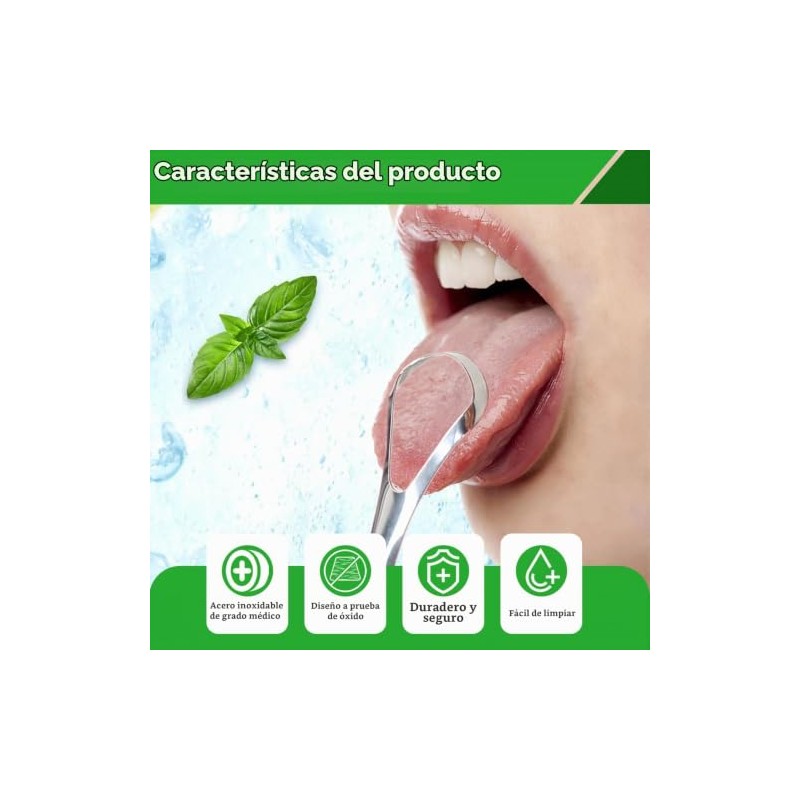 Set de 4 Cepillo de Lengua de Acero Inoxidable con