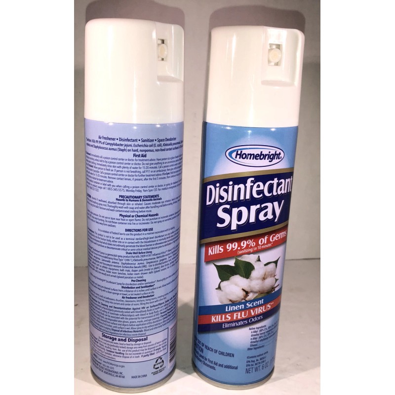 Homebright 2ea 6oz Cans Homebright Spray Linen Scent Kills 99.9%