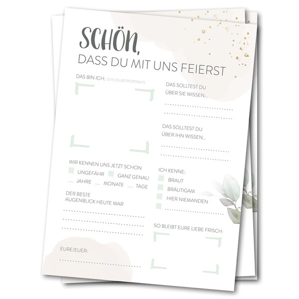 bigdaygraphix Wedding Game - 52 Cards with Questions I Eucalyptus