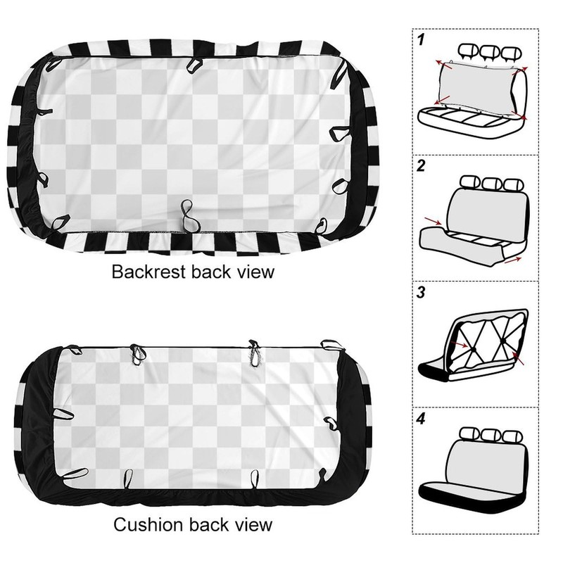 White Black Square Checkered Flag Car Rear Seat Covers Universal