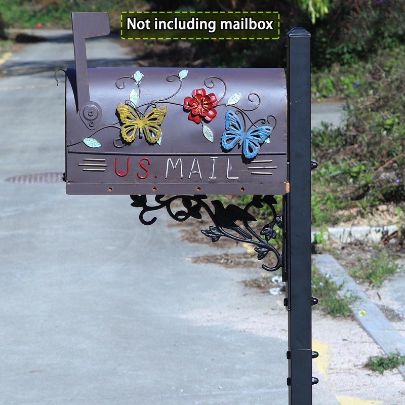 MEIYIHUI 40.2-51.8" H Heavy Duty Outdoor Mailbox Post, Steel Mailbox