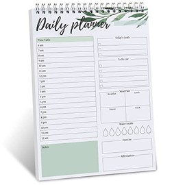 To Do List Notepad - Undated Daily Planner To Do List Pad with Hourly Schedule, 52 Tear Off Spiral checklist notepad with Hourly Schedule Goals Meal Plan Water Intake Exercise