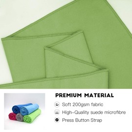 Invool Microfiber Towel, 5 colours (Green) with carry bag - Quick Dry Towel for Travel, Camping, Fitness, Beach, Vacation, Fast Drying and Absorbent