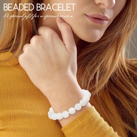 Chakra Heilung Armband 10mm natürlichen weißen Achat Perlen Armband für Frauen Männer einstellbare Kristall-Armband für spirituelle Heilung, positive Energie (Mondstein)