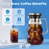 BrewMOO Cold Brew Coffee Pitcher (1.0L/34oz) - Elegant Sleek Wave