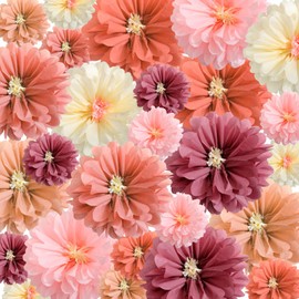 Watersay Large Mexican Tissue Paper Flowers 20" 10" Giant Colorful Fiesta Paper Flowers Pom Paper Flowers Mexican Paper Flowers for Floral Party Backdrop Wedding Birthday Party (24 Pcs,Dusty Color)