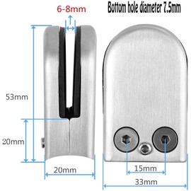 MYOYAY 24PCS Stainless Steel Glass Clamps 6-8mm Adjustable Glass Brackets Rounded Back for Balustrade Staircase Handrail Stairs Railing Balcony Glass Mounting Brackets