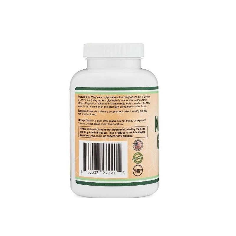 Double Wood Magnesium Glycinate, 400 mg per capsule, 180 veggie