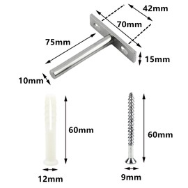 Gad2go 4 Pieces Floating Shelf Brackets 75mm Heavy Duty Invisible Hidden Shelf Bracket with Screws for Wall Mounted Shelf Support,Silver