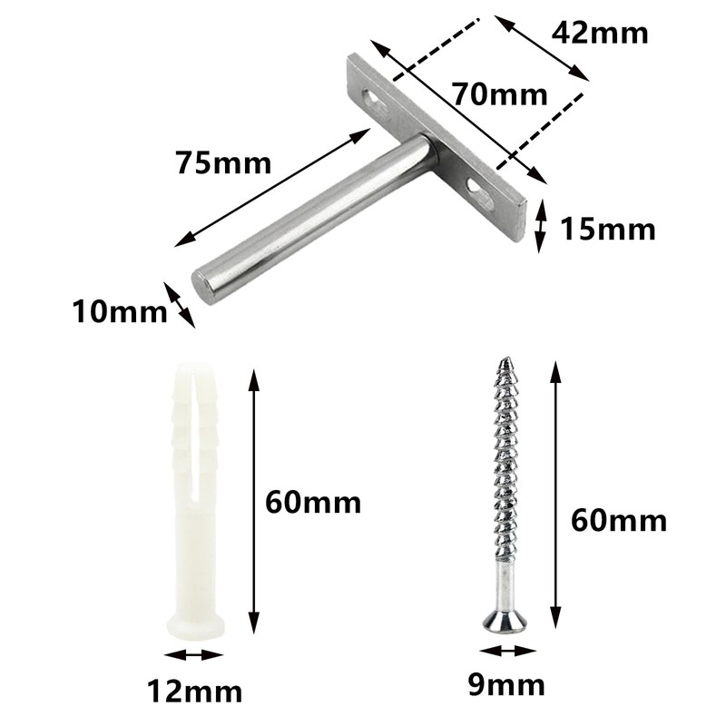 Gad2go 4 Pieces Floating Shelf Brackets 75mm Heavy Duty Invisible