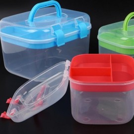 Portable 2-Tier Multi-purpose Plastic Tool Box Parts Organizer Large - Green 5ea
