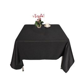 Black Square Tablecloth 70 x 70 inch Polyester Linen Fabric Table Cover Washable for Indoor Outdoor Weddings, Dinner, Dining, Anniversary Party Events, Pack of 1