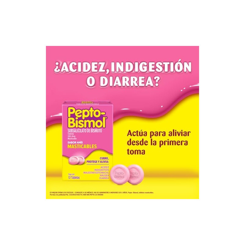 Pepto Bismol Malestar Estomacal Tabletas Masticables
