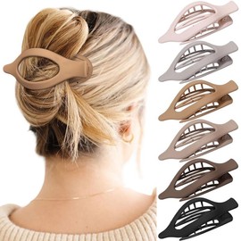 French Flat Hair Clips for Women - 6-piece suit Flat Claws for Thin Thick Hair Strong Hold No Slip Grip Hair Claw Clips for Women Girls:_6 Pack-Multicolor C