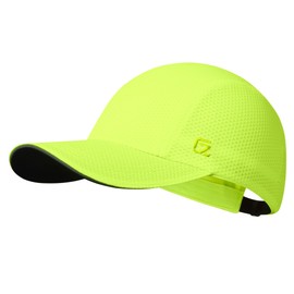 GADIEMKENSD Women's Race Day Running Cap Performance Mesh Hat Excellent Ventilation Lightweight Reflective Safety, Bright Green