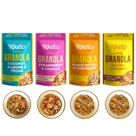 Kiss My Keto Granola Cereal – Variety Pack Keto Granola Low Carb Cereal (2g-Net) Low Sugar Granola – Grain Free Granola Keto Cereal, Gluten Free Granola Protein Granola, Keto Nut Granola for Yogurt