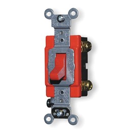 Leviton 1222-2R 20 Amp, 120/277 Volt, Toggle Double-Pole AC Quiet Switch, Extra Heavy Duty Grade, Self Grounding, Back and Side Wired, Red