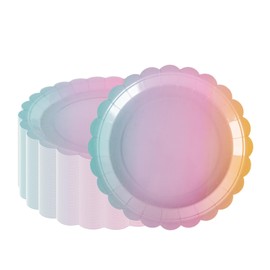 PHUNAT 50PCS 9''/23cm Rainbow Color Paper Plates, Heavy-Duty Party Tableware for Birthday, Baby Shower, Unicorn Party Theme Party Decorations