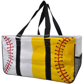 NGIL All Purpose Open Top 23" Classic Extra Large Utility Tote Bag 2019 Collection (Baseball Softball Black)