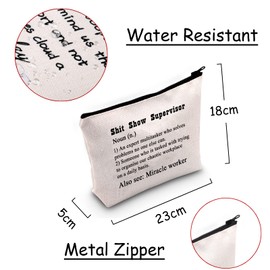 Funny Saying Quotes Makeup Bag Miracle Worker Inspirational Gift Show Supervisor Gifts Boss Manager Pouch Bag
