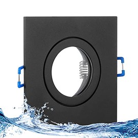 trendlights24 Mare IP44 Bathroom LED Recessed Spotlight, 230 V, Black, Square, 3 Levels, Dimmable, Ultra Flat, 35 mm, Set of 1, 5 W Warm White Ceiling Spotlights for Wet Rooms