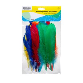 Barrilito F024 Paquete con 24 plumas naturales, grandes teñidas en colores surtidos de 16-23 cm., color Multicolor, varios, pack of/paquete de 24