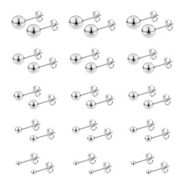 Stainless Steel Stud Earrings for Women & Men 15 Pairs Silver Earrings Tiny Stud Earrings Simple Polished Ball Studs Hypoallergenic Jewelry Different Sizes Silver Stud Earrings Set 2mm 3mm 4mm 5mm 6mm