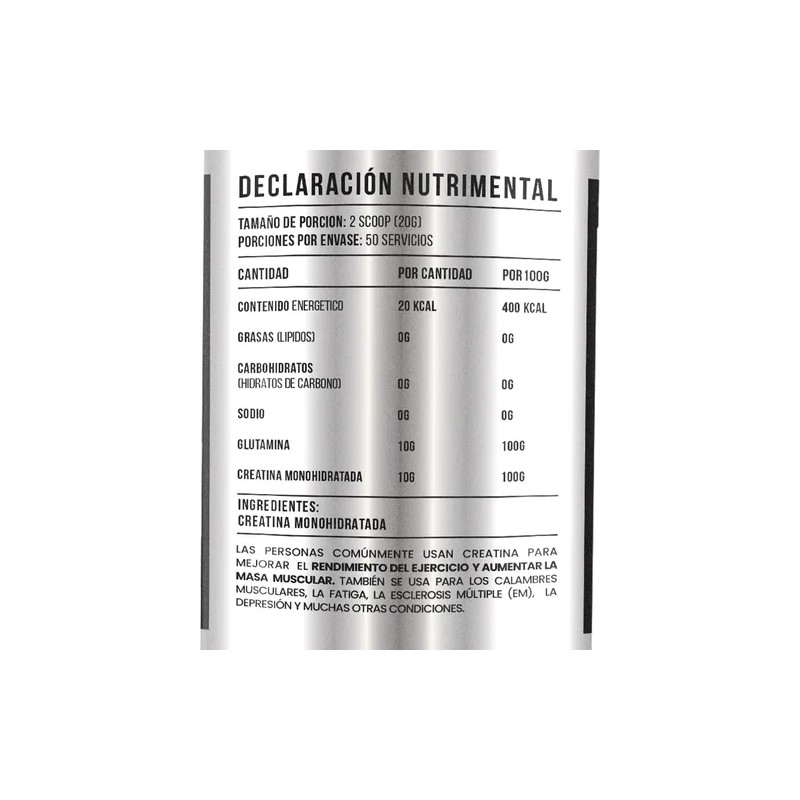 Black Creatina Glutamina 1 Kg 50 Servicios