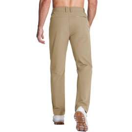 MAGCOMSEN Mens Lightweight Hiking Pants with Zipper Pockets Moisture Wicking Quick Dry Travel Fishing Work Pants Khaki