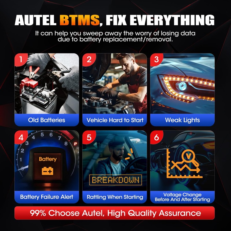 2024 Autel MaxiBAS BTMS OBDII Battery Tester Memory Saver, Preserve