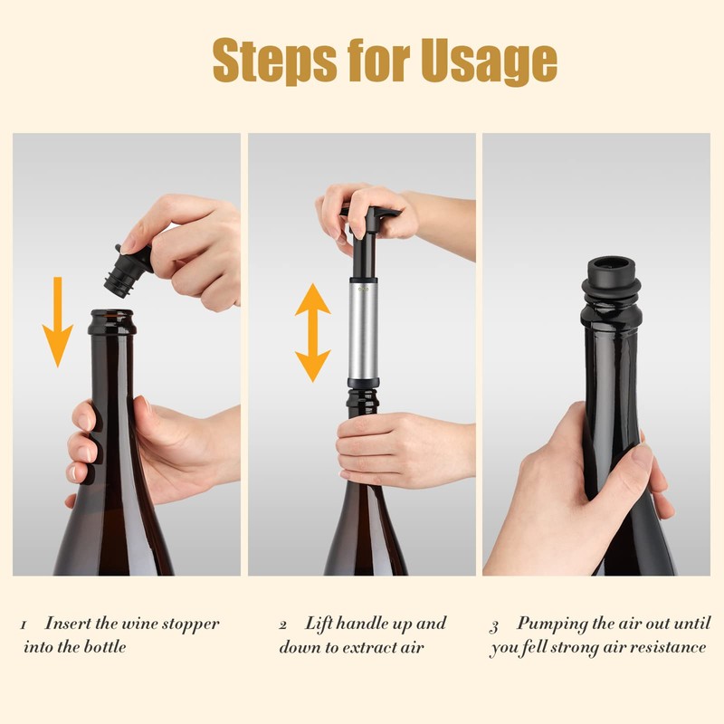 OWO Wine Vacuum Pump and 4 Stopper, Wine Save &