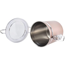 MyBest Stainless Steel Airtight Canister with Clear Arylic Lid and Locking Clamp Tin Canisters For Coffee, Tea and Food Storage Container. (Rose Gold, 900ml) (H-7”x W-4”)