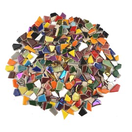 Lanyani Vibrant Broken Ceramic Tiles for Crafts Mosaics,Irregular Polished China Tile Scraps Stained Glass Pieces, Mixed Colors- 2Pounds/0.97 Square Foot
