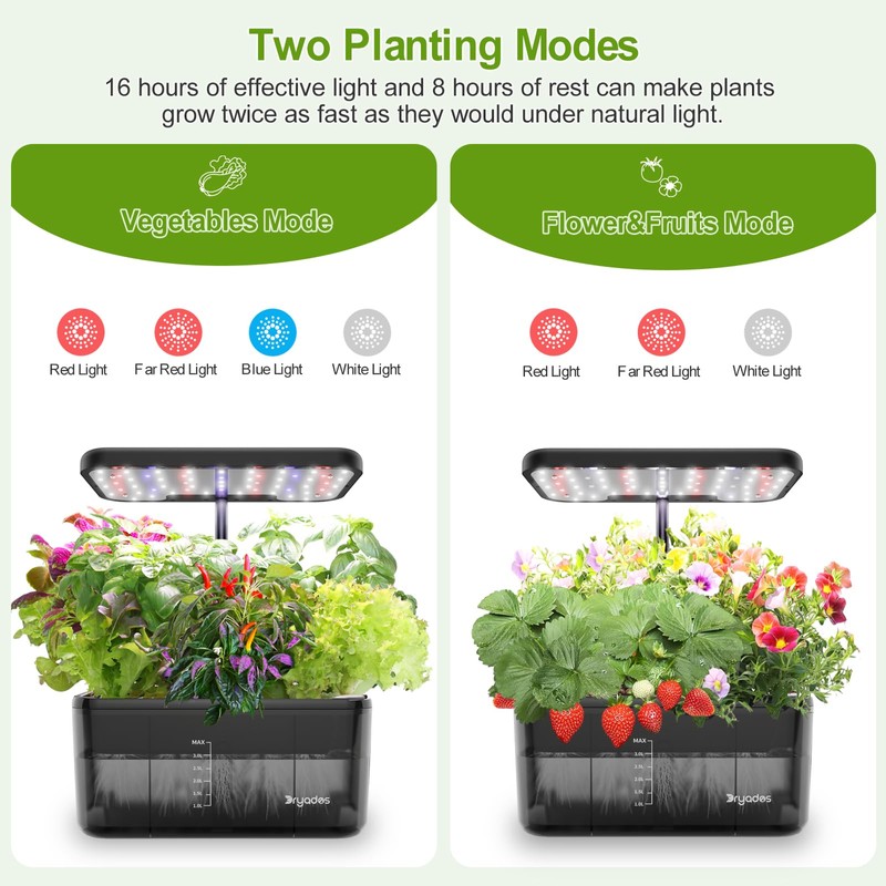 DRYADES Indoor Herb Garden Kit, Hydroponic Growing System with LED