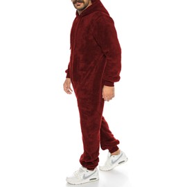 Crazy Age Women's Jumpsuit Made of Cuddly Teddy Fleece | Jumpsuit | Full Body Suit Fluffy | Homewear, bordeaux
