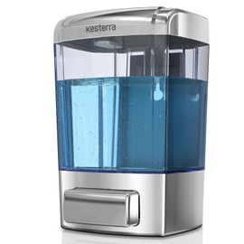 Manual Soap Dispenser, 23.7oz/700ml Wall Mount Soap Dispenser, Large Capacity Kitchen Bathroom Hand Soap Dispenser, Commercial Refillable Shampoo Shower Gel Lotion Dispenser, Chrome B