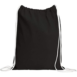 (12 Pack) Set of 12 Durable Cotton Canvas Drawstring Backpack Bags 14"W x 16"H (Black)