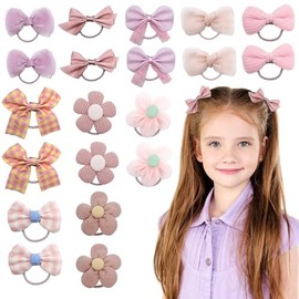 20 Pieces Girls School Hair Accessories, Pink Hair Bobbles for Girl and Baby, Elastic Ponytail Holders Rubber Band, Hairbands Ponytail Holders Hair Tie for Kids Infants Toddlers