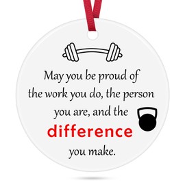 Fitness Instructor Gift Ceramic Heart Keepsake Gift for Fitness Trainer Coach Christmas Ornaments Gym Workout Gifts for Employee Coworker Appreciation Christmas Retirement Gift