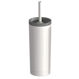 Asobu Sippy Double Wall Stainless Steel Tumbler with Silicone Flexible Straw 20 Ounce (White)