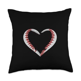 Baseball Heart Silhouette Throw Pillow