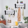 BSTHOK Mounted Coat Rack with Shelf, 44cm, Metal Hooks, Rustic