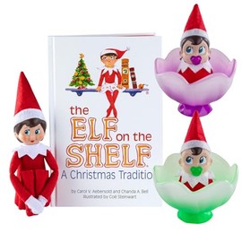 The Elf on the Shelf Bundle: Scout Elf Girl Light Tone with Boy + Girl Frost Pips Figures (3pcs)