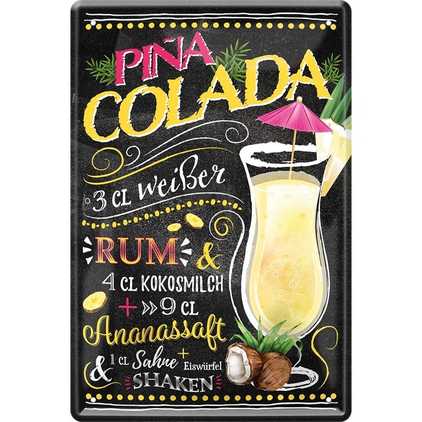 Pinacolada Rum Cocktail Recipe 20 x 30 cm Bar Party