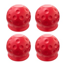 SHMZK 4 PCS Trailer Ball Cover, 2 Inch Rubber Waterproof Towing Hitch Ball Protective Cover, Universal Dustproof Tow Ball Sleeve Replacement for Truck RV Trailer, Car Accessories (Red)