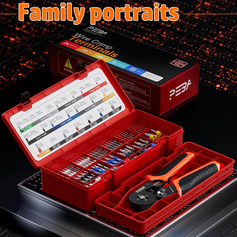 PEBA Ferrule Crimping Tool Kit, 28 Sizes Tinned Copper Terminals